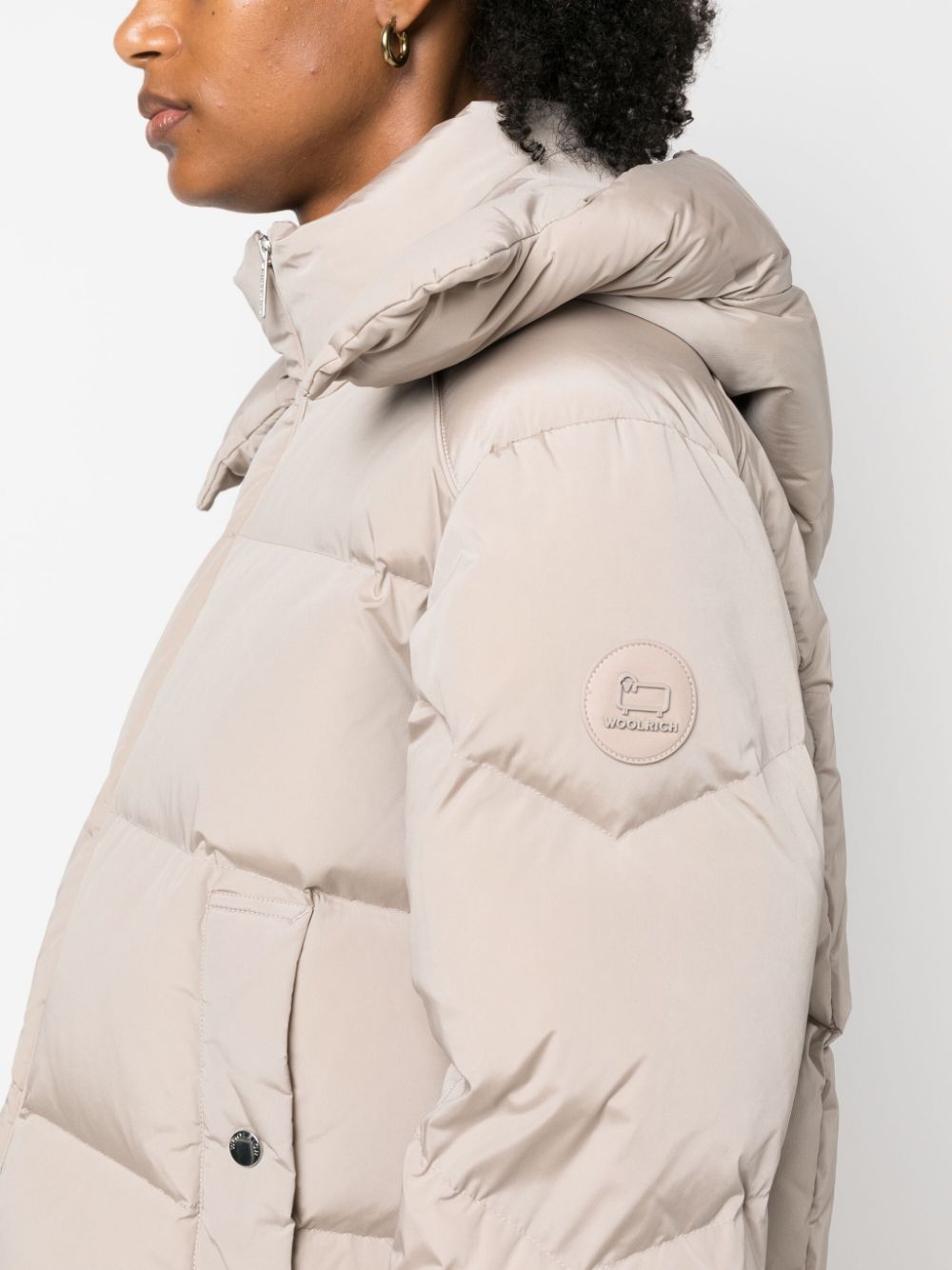 Shop Woolrich Detachable-hood Padded Jacket In Neutrals