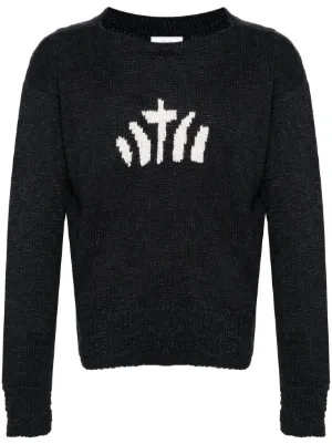 Casey Casey pattern-detail cotton-wool Jumper | Blue | FARFETCH AZ