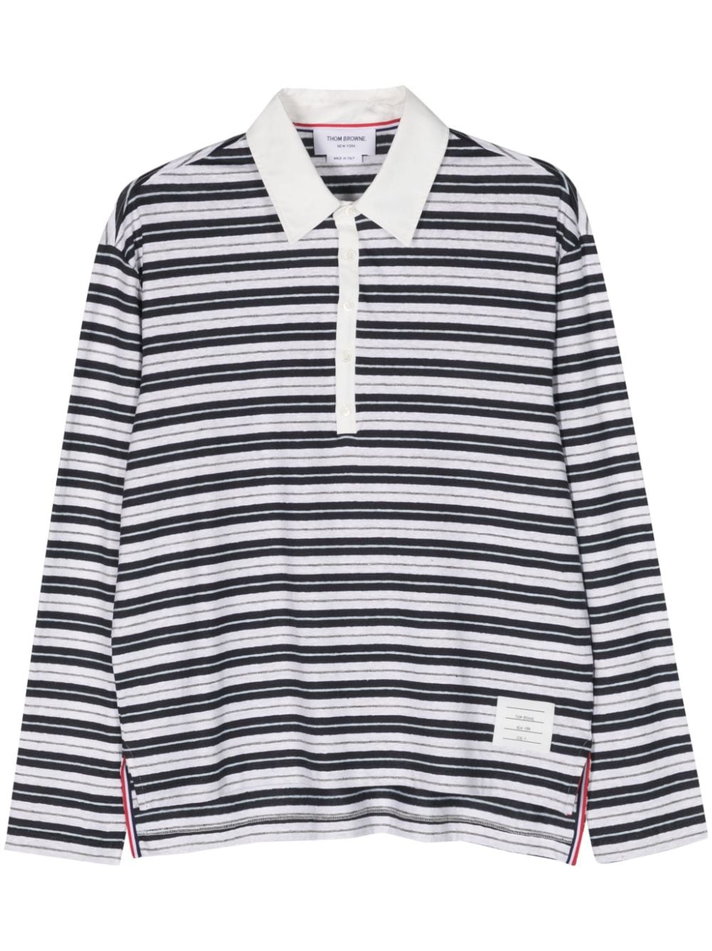 Image 1 of Thom Browne striped long-sleeve polo shirt
