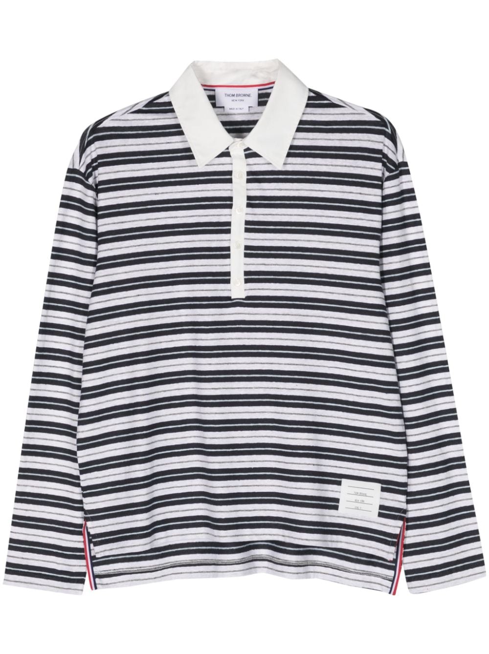 Thom Browne striped long-sleeve polo shirt - Blau