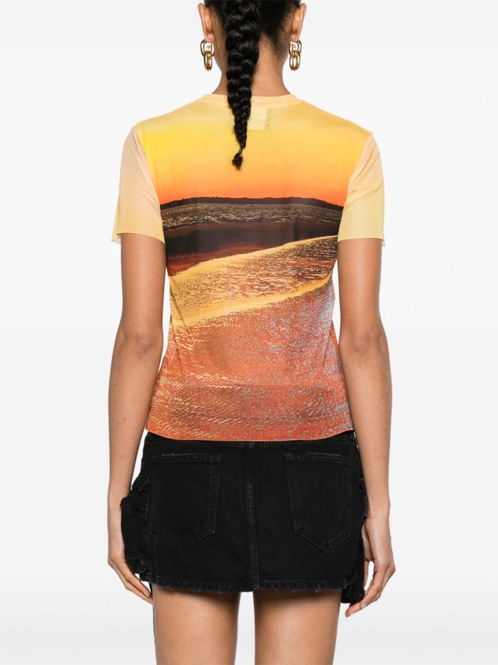 Shop Louisa Ballou Beach Logo-print Mesh T-shirt In Orange