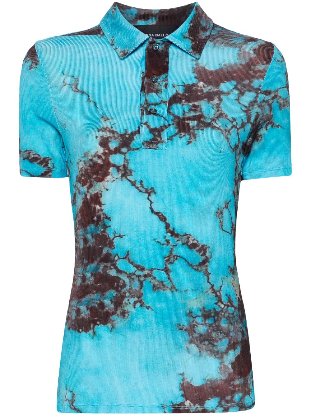 Louisa Ballou Poloshirt met grafische print Blauw