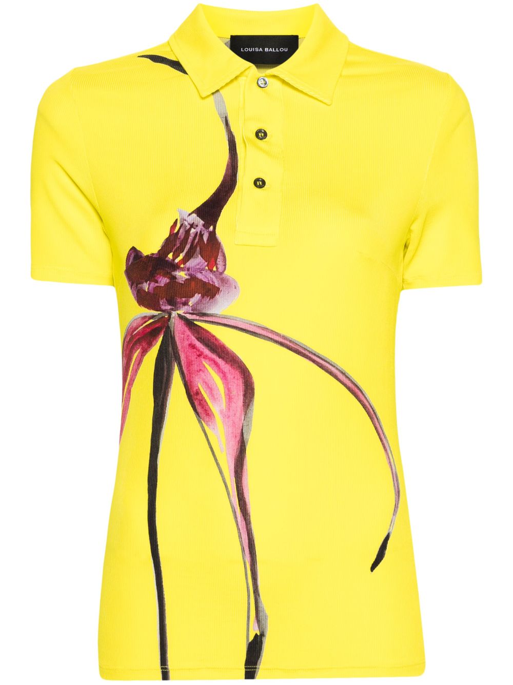 Image 1 of Louisa Ballou floral-print knitted polo shirt