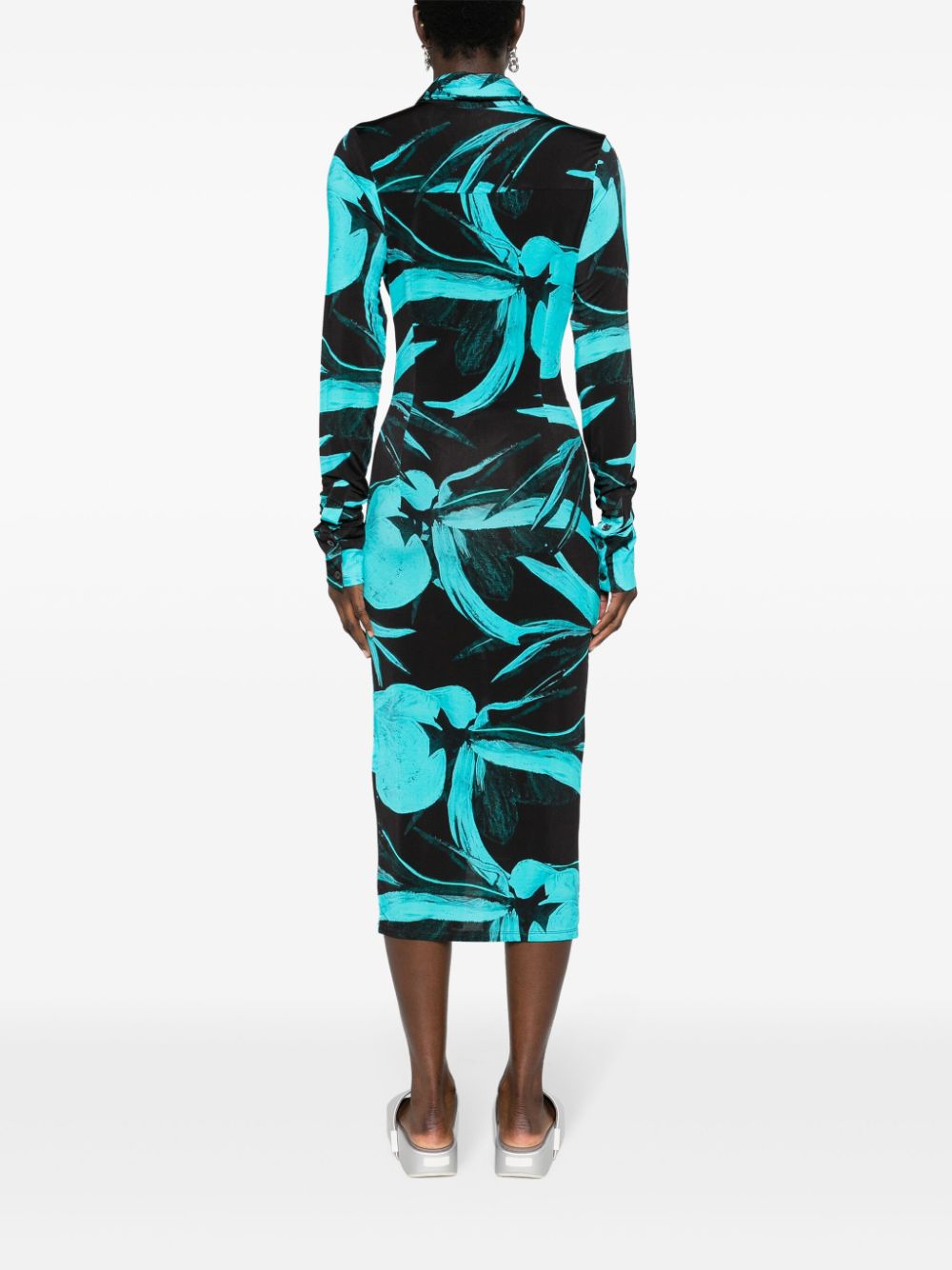 Shop Louisa Ballou Floral-print Jersey Maxi Dress In Blue