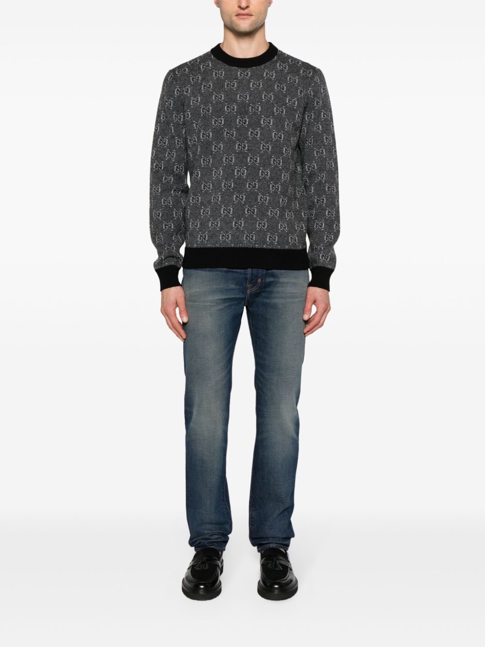 Gucci GG Damier-jacquard jumper - Grey