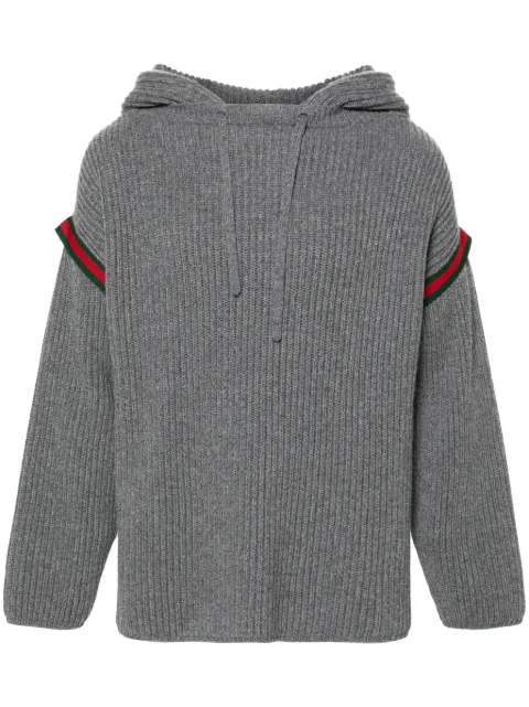 Gucci hoodie de cachemira tejida de canalé