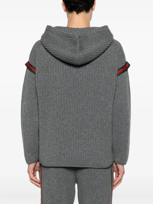 Gucci Web stripe Ribbed Hoodie Farfetch