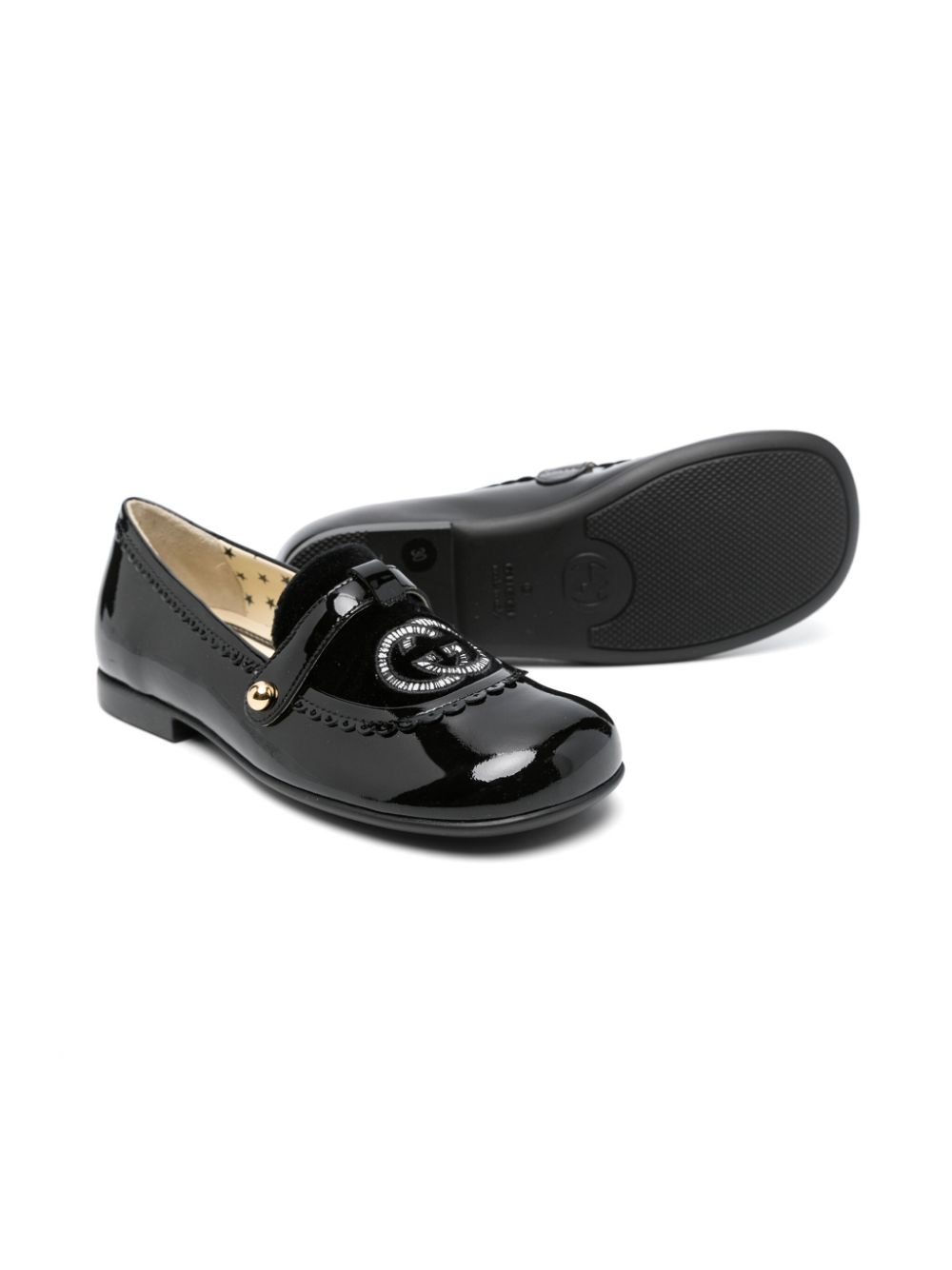 Gucci Kids Interlocking G leather ballerina shoes - Black