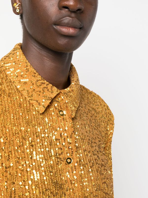 Louis Vuitton button down shirt with sequin detail on collar