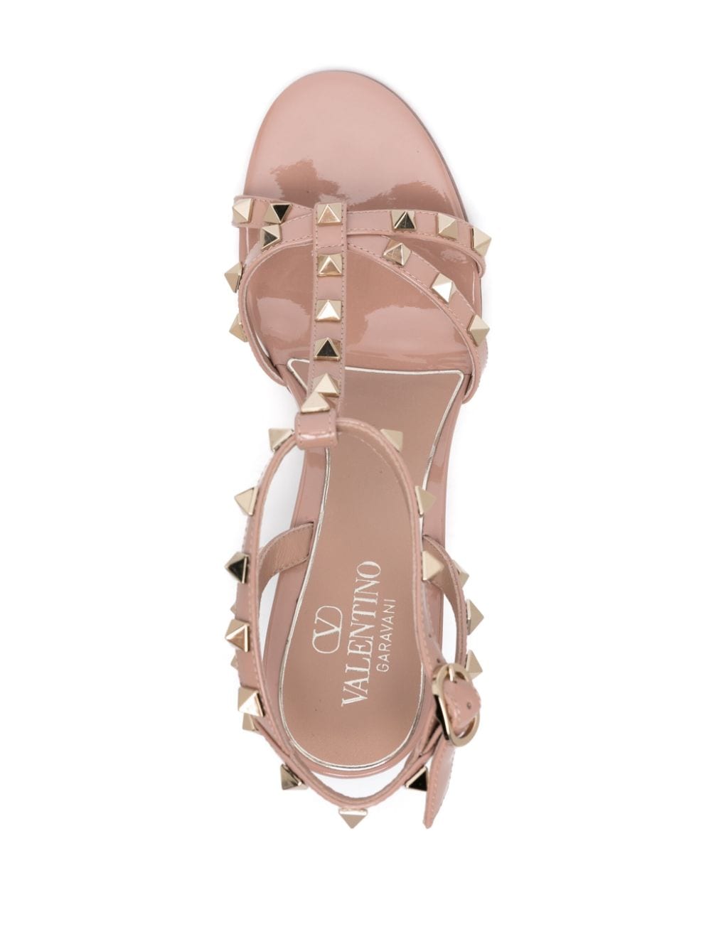 Shop Valentino Rockstud 98mm Wedge Sandals In Rosa
