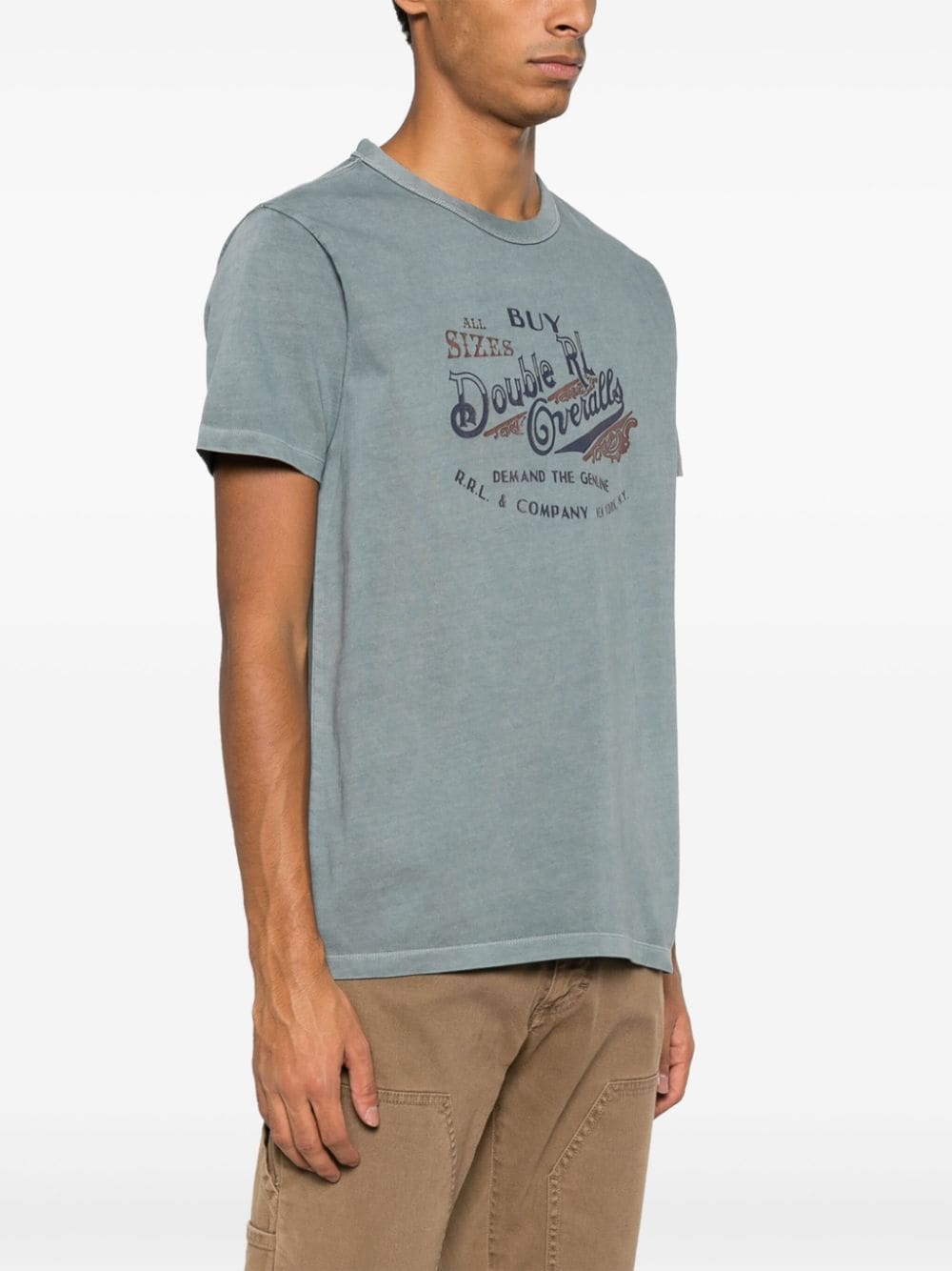 Shop Ralph Lauren Rrl Graphic-print Cotton T-shirt In Blue