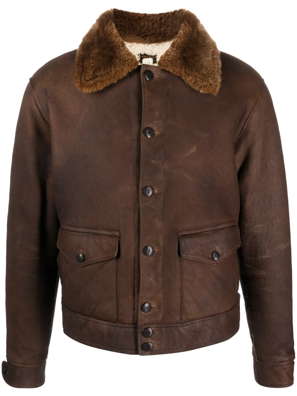 Ralph Lauren Rrl Peyton Leather Jacket In Brown