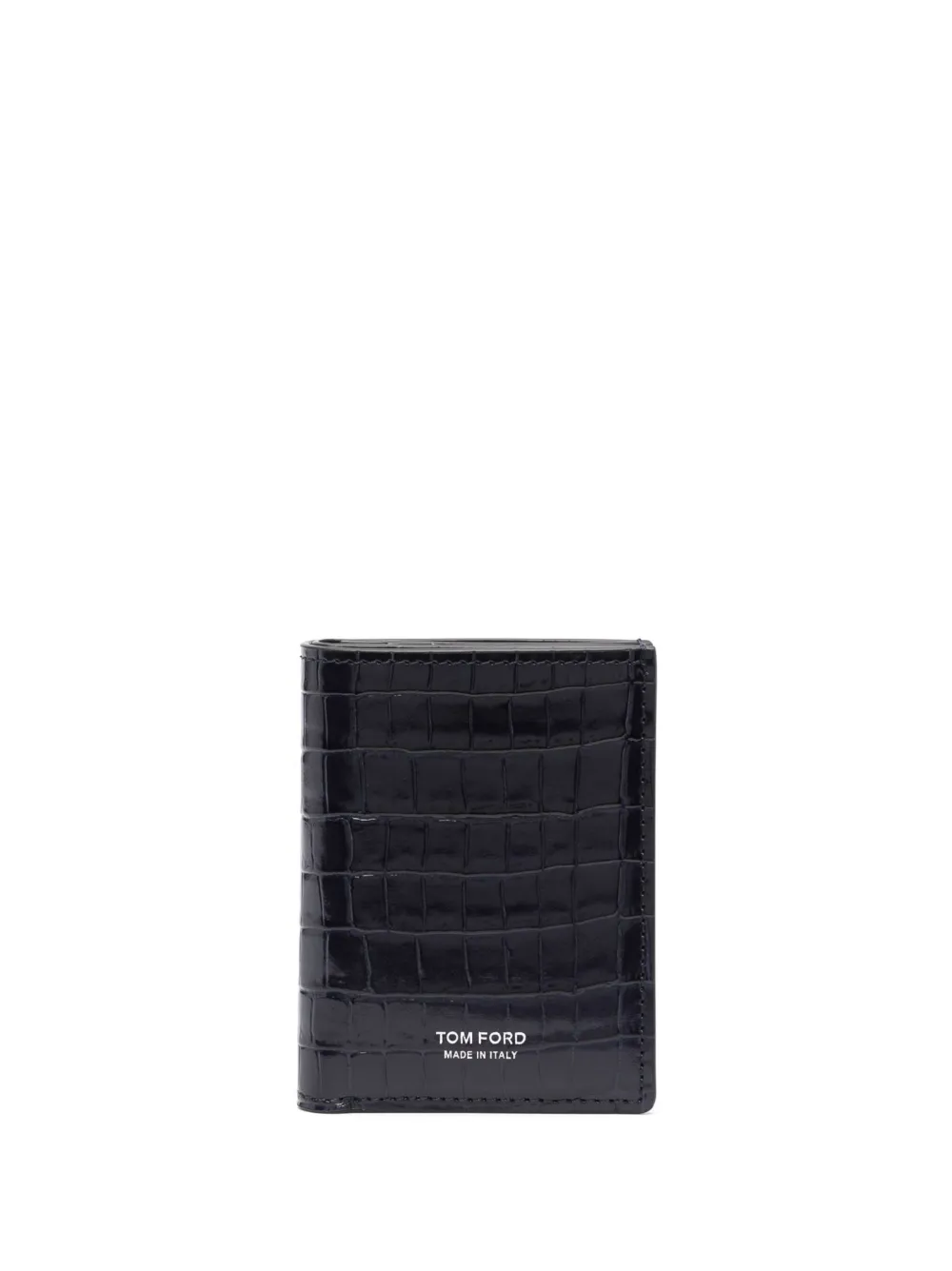 TOM FORD crocodile-effect leather card holder - Blu