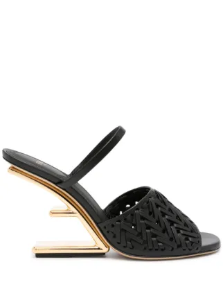 FENDI First ミュール ブラック FENDI Fendi First 95mm Leather Sandals | Black | FARFETCH IN