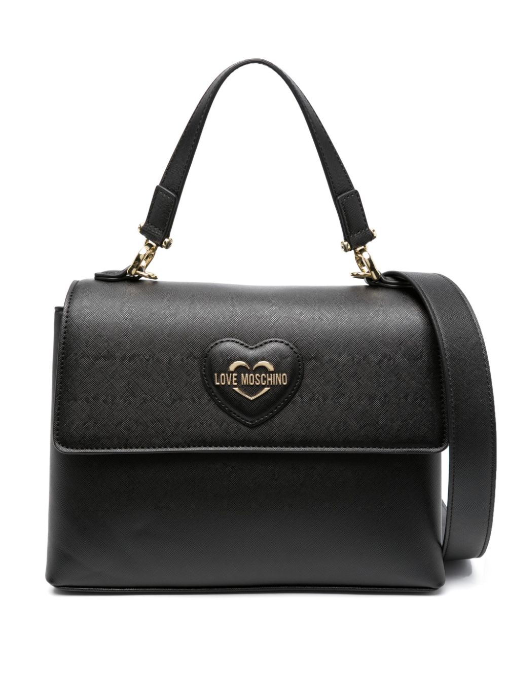 Love Moschino Heart-motif Textured Tote Bag In Black