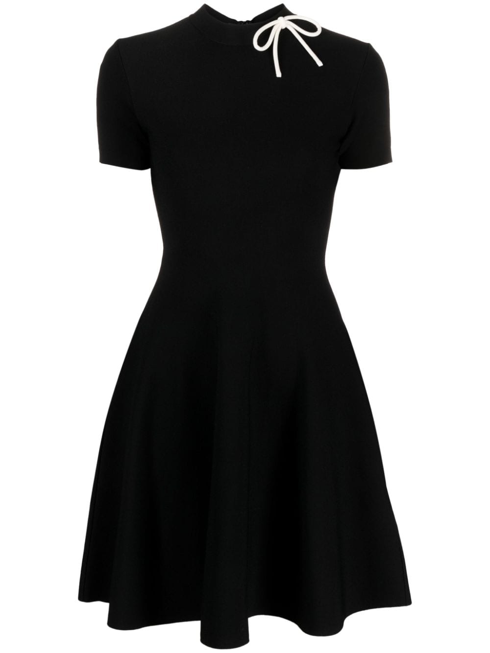 Shop Valentino Bow-embellished Knit Minidress In Black