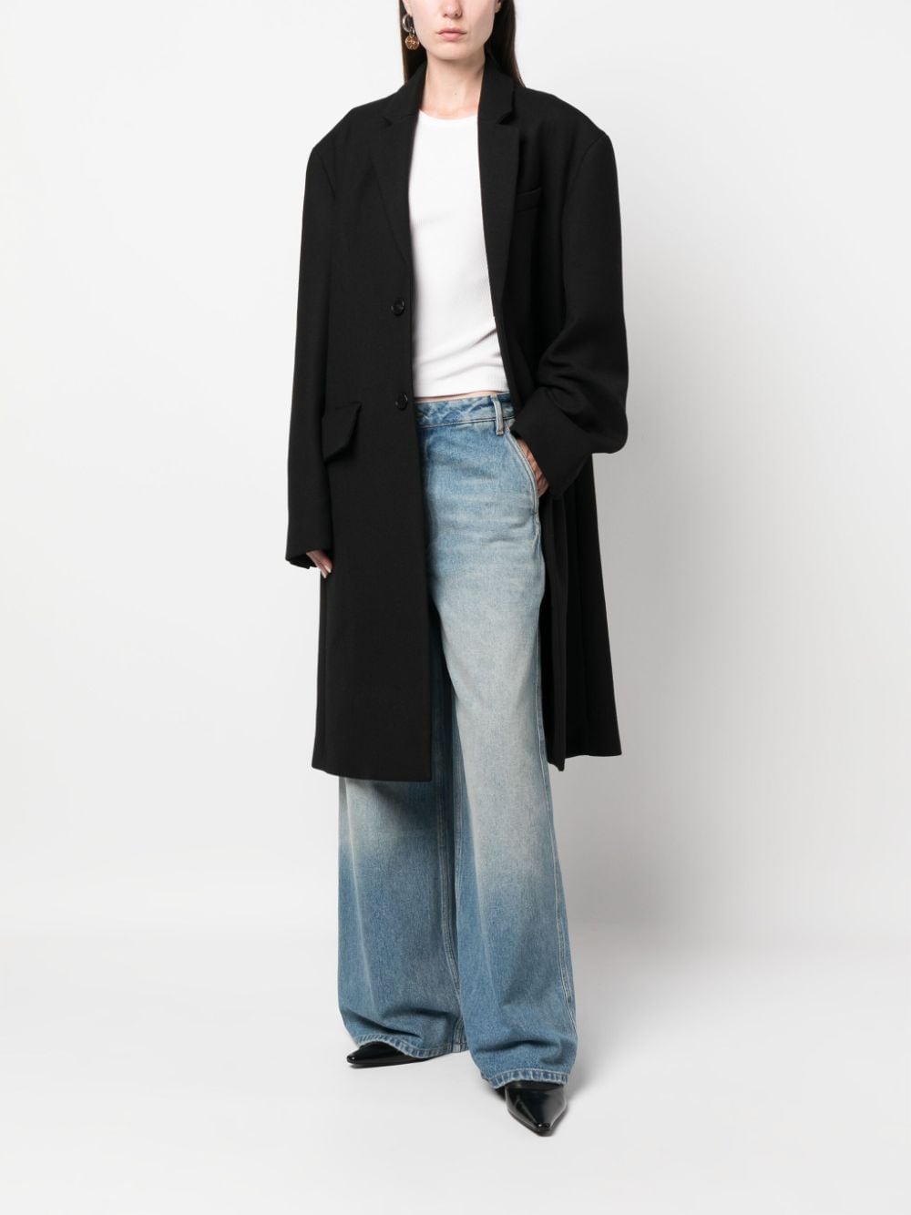 Shop Gauchère Single-breasted Wool-silk Blend Coat In Black