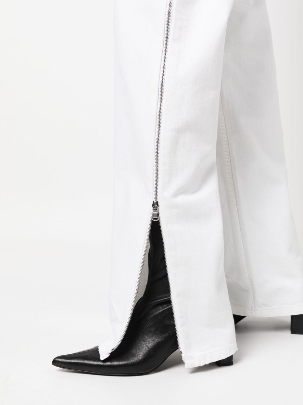 Shop Gauchère Straight-leg Zipped Jeans In White