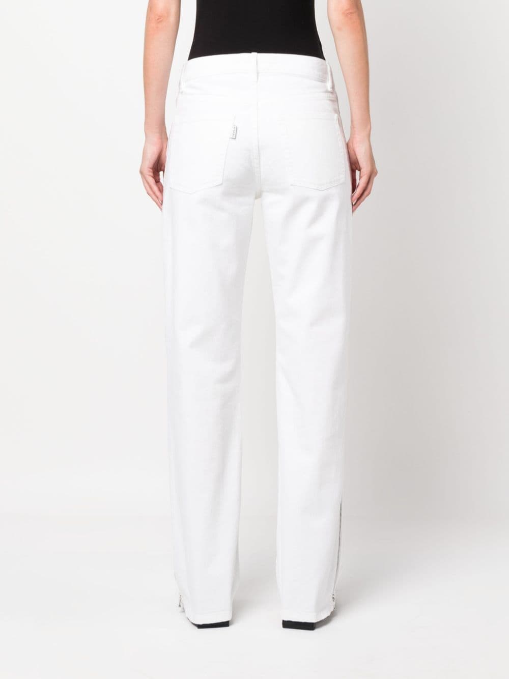 Shop Gauchère Straight-leg Zipped Jeans In White