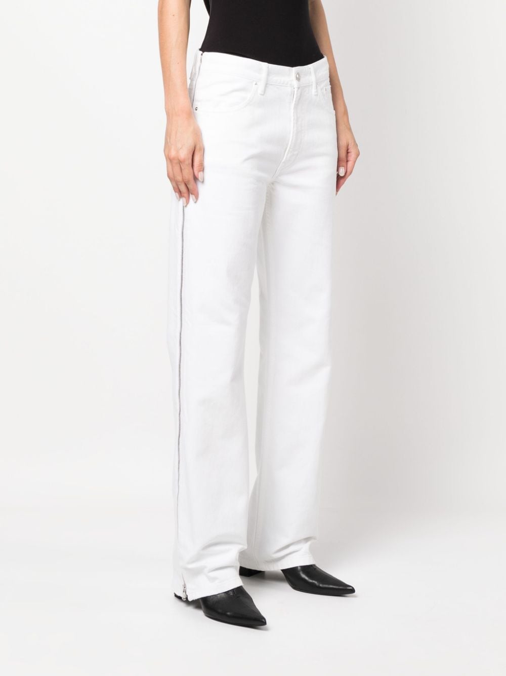 Shop Gauchère Straight-leg Zipped Jeans In White