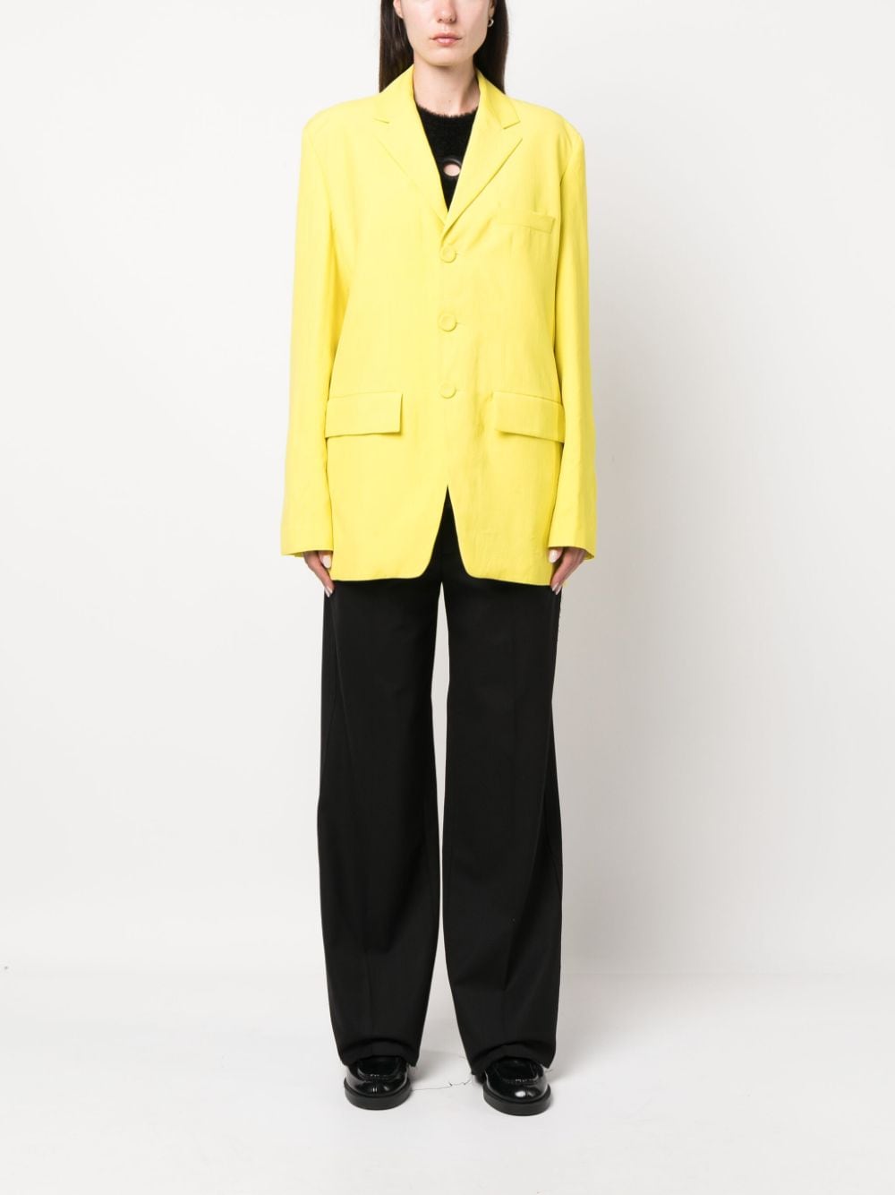 Shop Gauchère Notched-lapels Button-up Blazer In Yellow