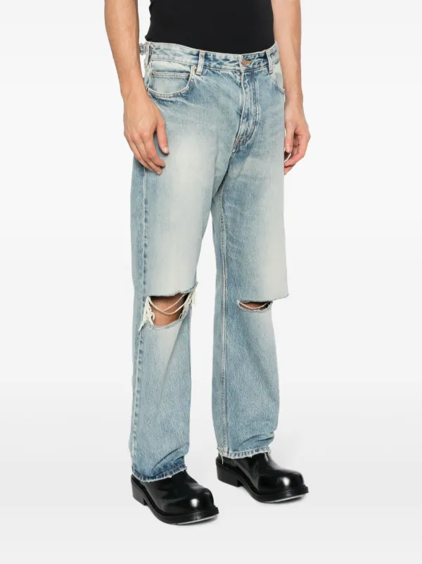 Balenciaga Distressed low-rise wide-leg Jeans | Blue | FARFETCH