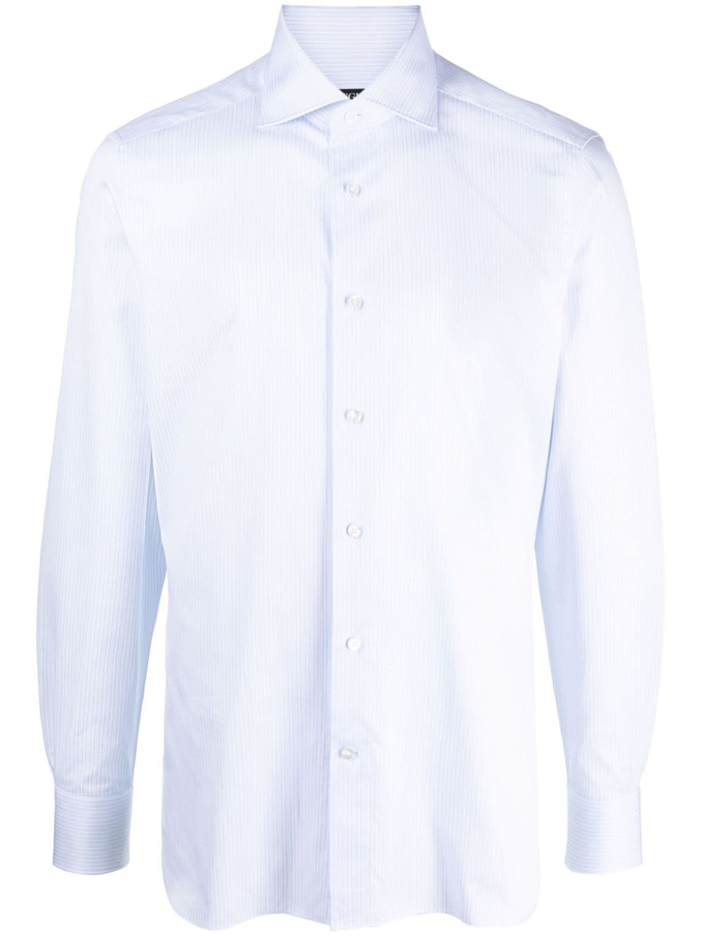 Zegna Stripe-pattern Cotton Shirt In Blue