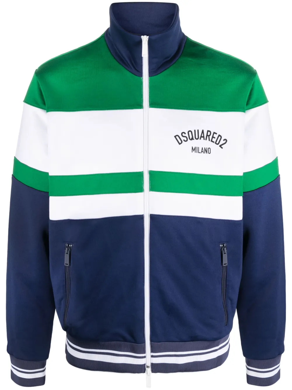 DSQUARED2 colour-block logo-print bomber jacket | Green | Image 1