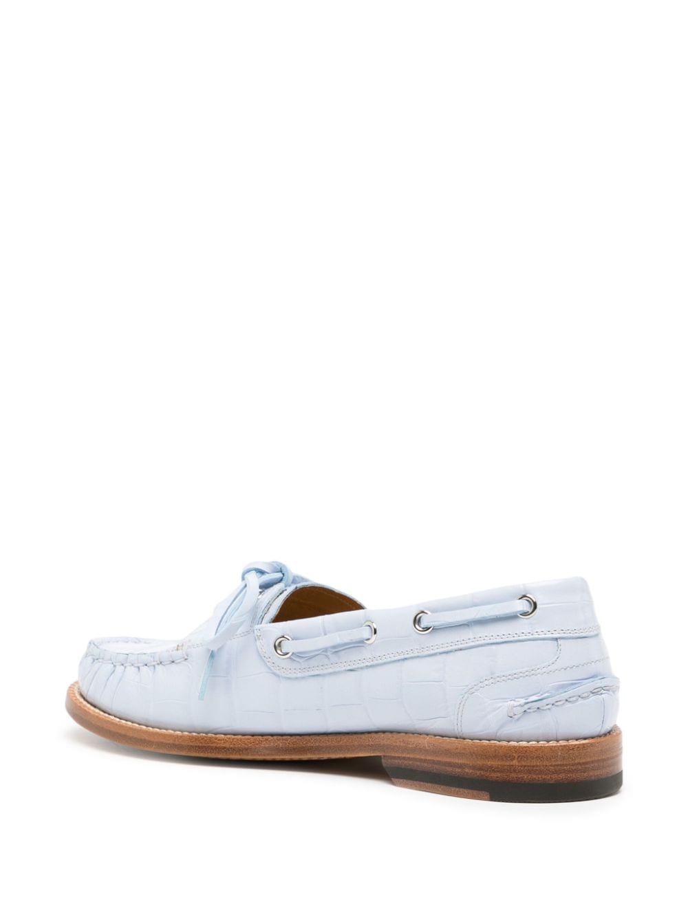 Shop Bally Embossed-crocodile Leather Boat Loafers In Blue