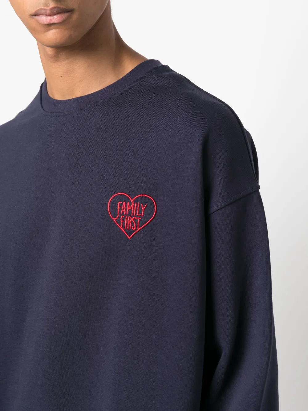 Shop Family First Logo-embroidered Cotton Sweatshirt In Blue