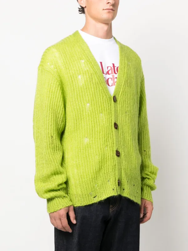 Late Checkout distressed-effect wide-ribbed Cardigan - Farfetch