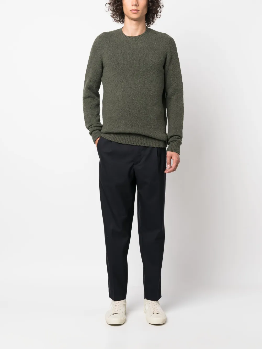 Roberto Collina Trui met bouclé-effect - Groen