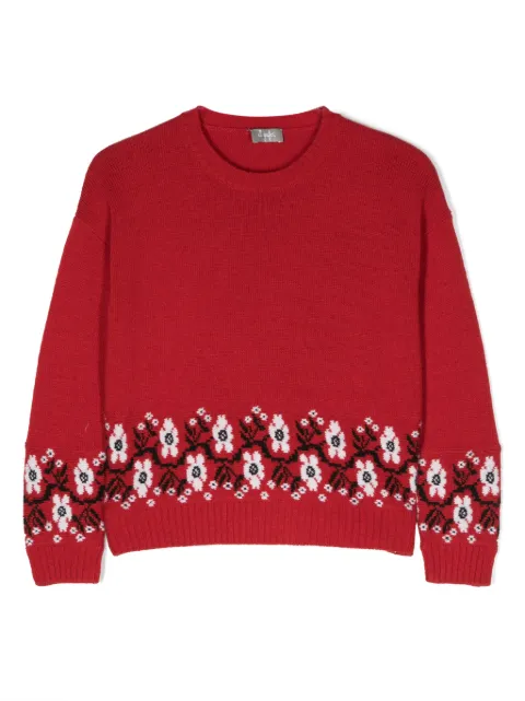 Il Gufo floral-embroidery virgin wool jumper
