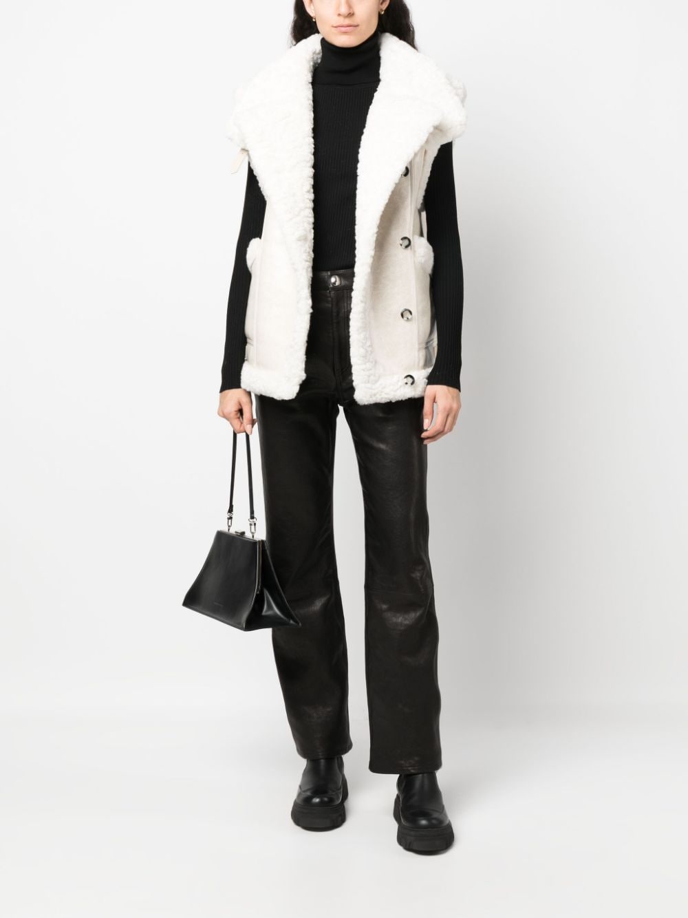 Image 2 of Urbancode reversible faux-leather shearling gilet
