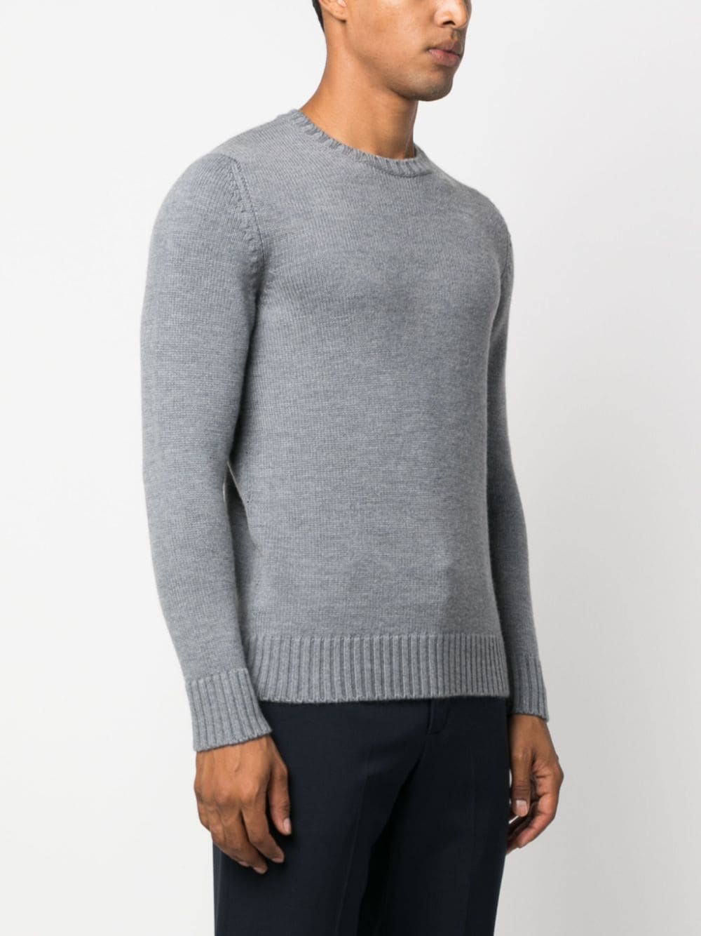 Shop Drumohr Crew-neck Merino-wool Jumper In Grey