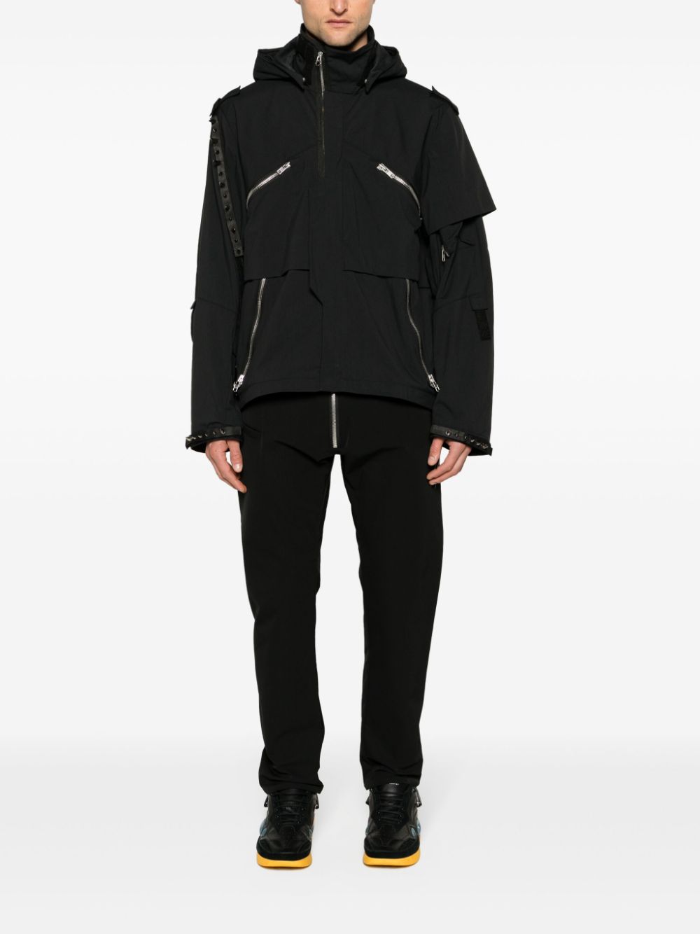 Shop Acronym Mid-rise Tapered-leg Trousers In Black