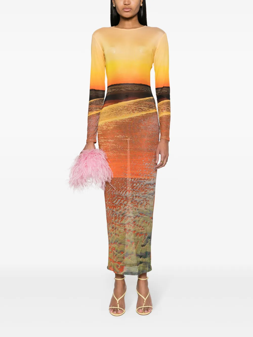 Shop Louisa Ballou High Tide Mesh Maxi Dress In Orange