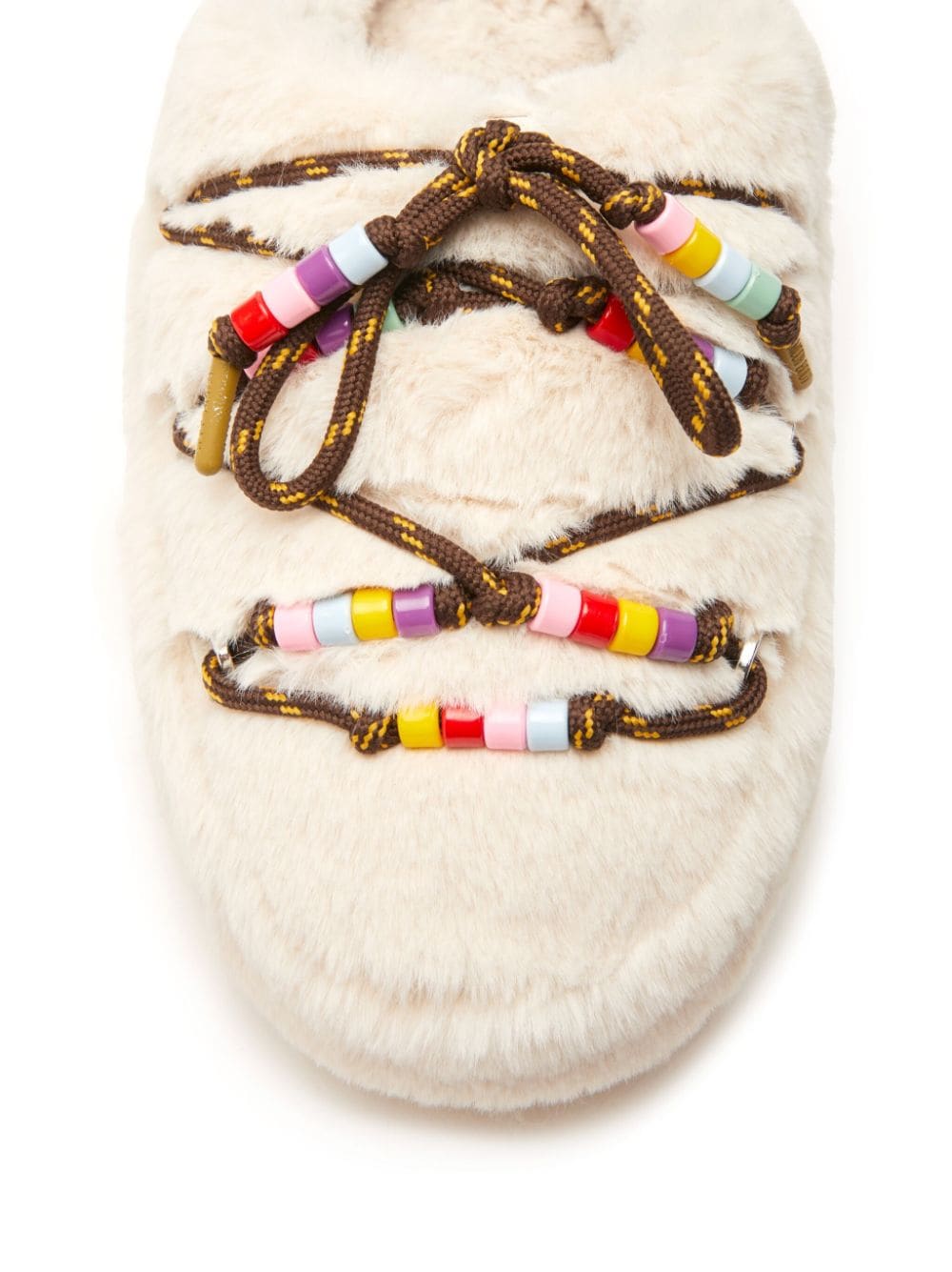 Shop Moon Boot Faux-fur Beaded Mules In White