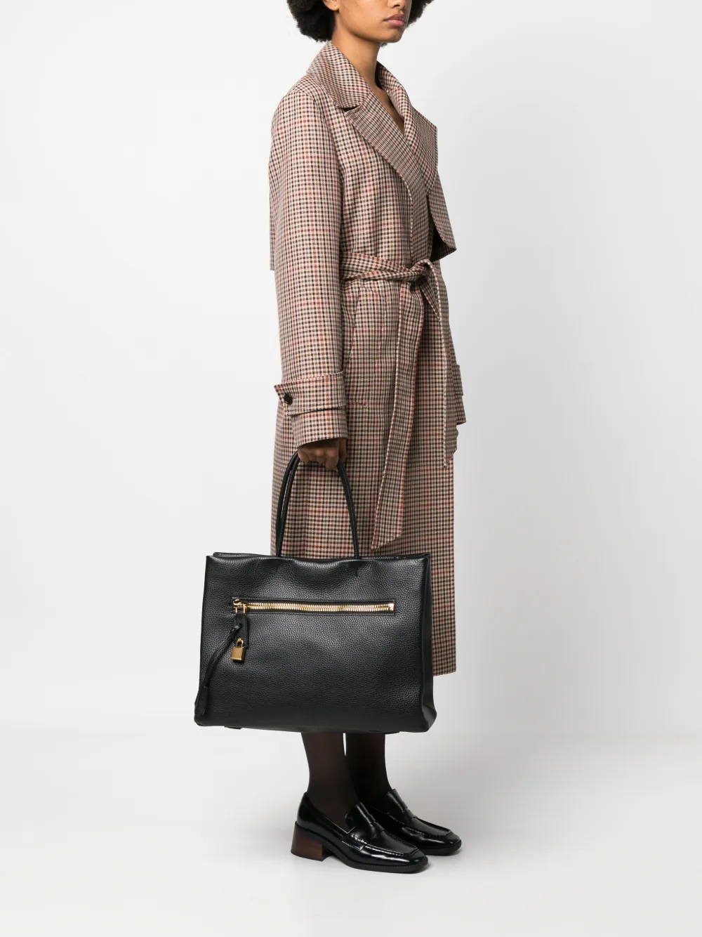 TOM FORD grained leather tote bag - Zwart