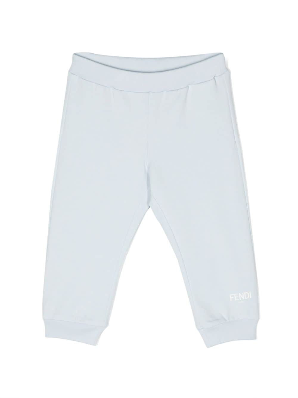 Fendi Babies' Logo-stamp Cotton Track Trousers In Blue