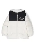 Moncler Enfant logo-embroidered hooded padded coat - White