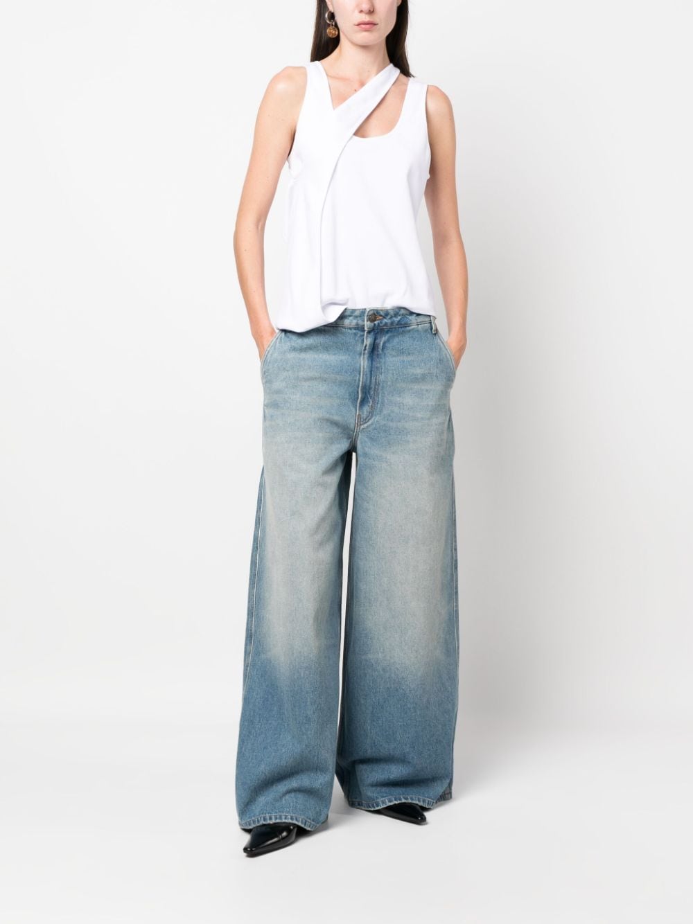 Shop Gauchère Low-rise Wide-leg Jeans In Blue
