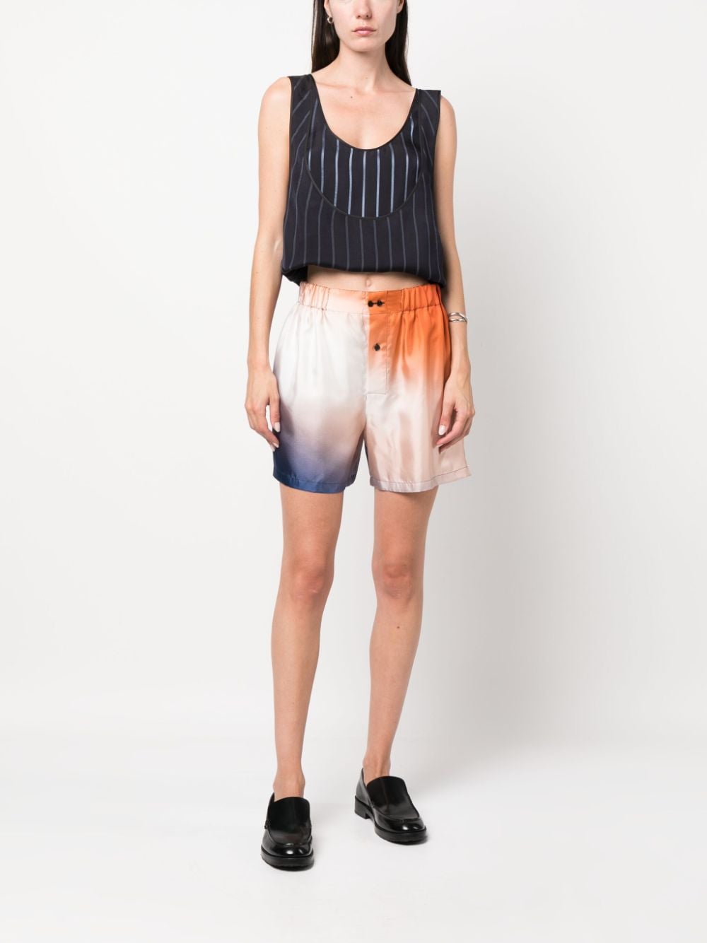 Shop Gauchère Gradient-effect Elasticated-waist Shorts In Orange