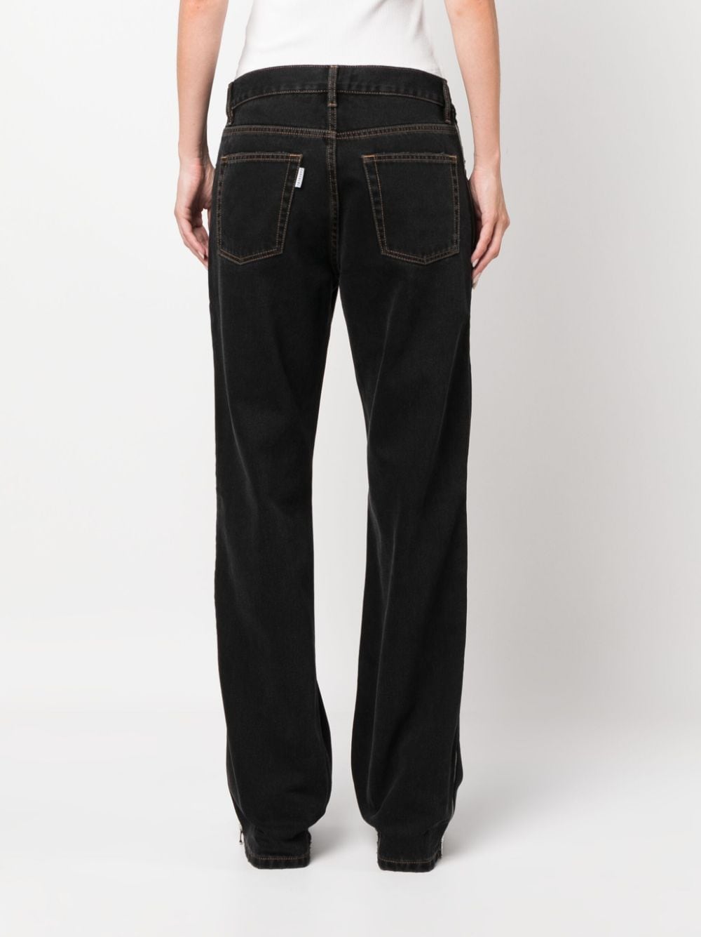 Shop Gauchère Wide-leg Zipped Jeans In Black