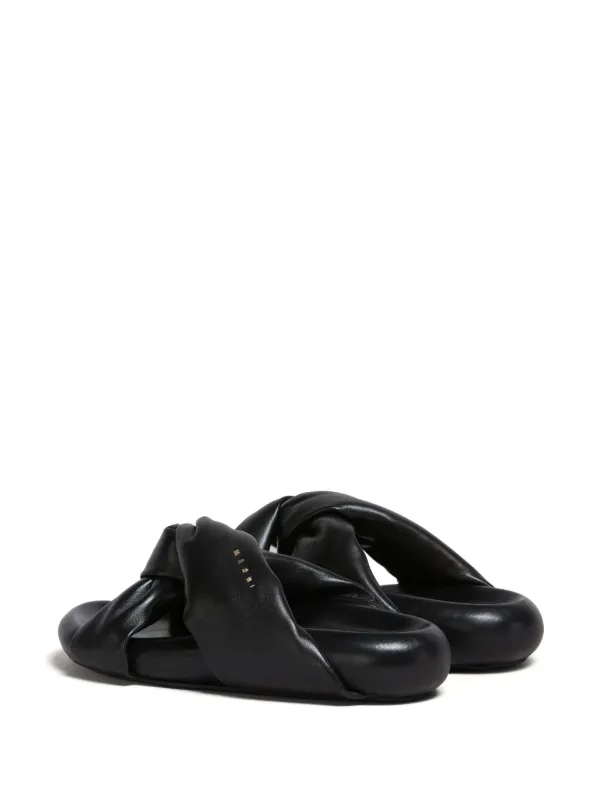 直営店☆MARNI☆ ツイストディテール レザー サンダル/ BLACK Marni Bubble ツイストディテール レザーサンダル | ブラック