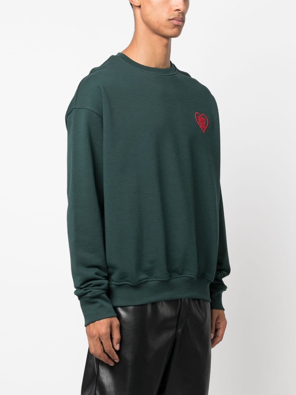 Shop Family First Logo-embroidered Cotton Sweatshirt In Green