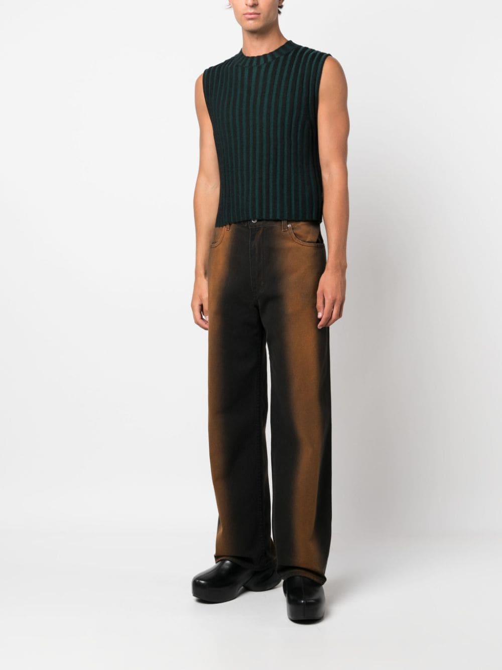 Shop Eckhaus Latta Keyboard Stripe-pattern Vest In Green