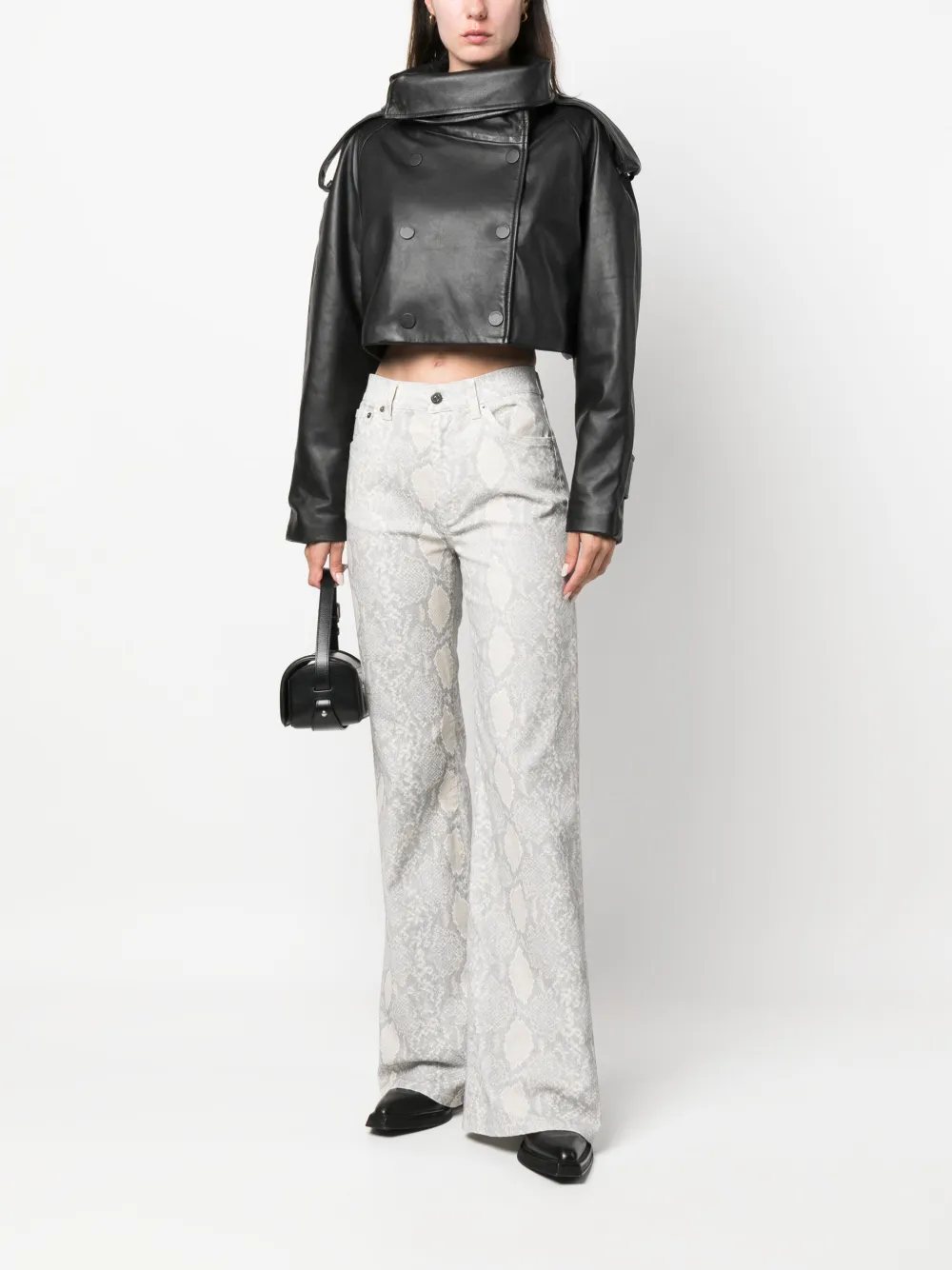 DONDUP Broek met slangenleer-effect - Beige