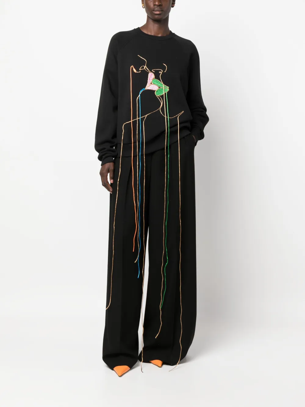 Stine Goya draped-detail crew-neck sweatshirt - Zwart
