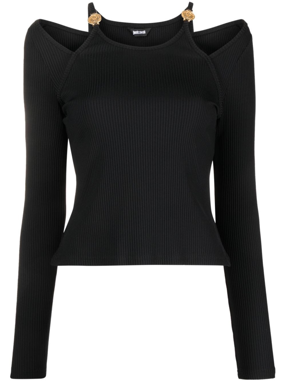 Just Cavalli cut-out detail ribbed top - Black